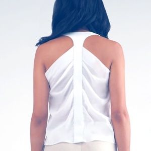 Conti Voile Drape Top With Leather Detail
